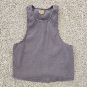 Free People Free-Est Gray Purple Ribbed Tank Top Crop